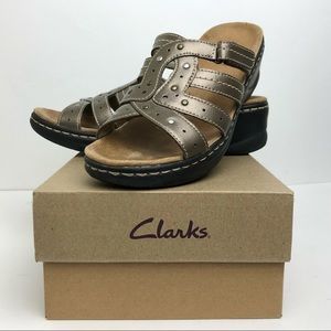 Clarks Lexi Linden Silver Leather Womens Sandals